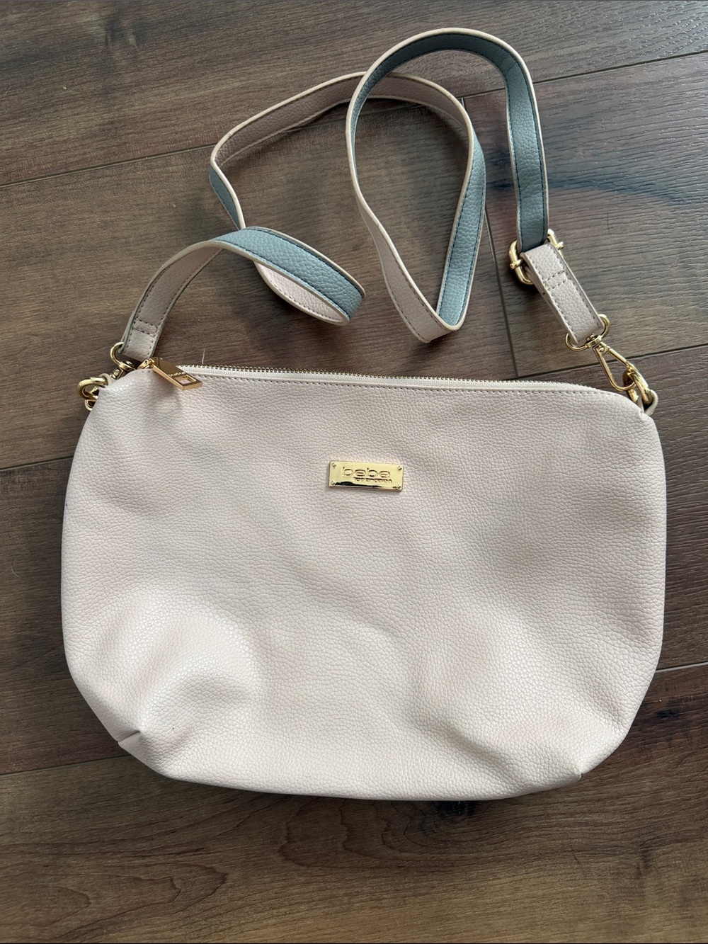 bebe Pale Pink Crossbody Bag with Contrast Strap